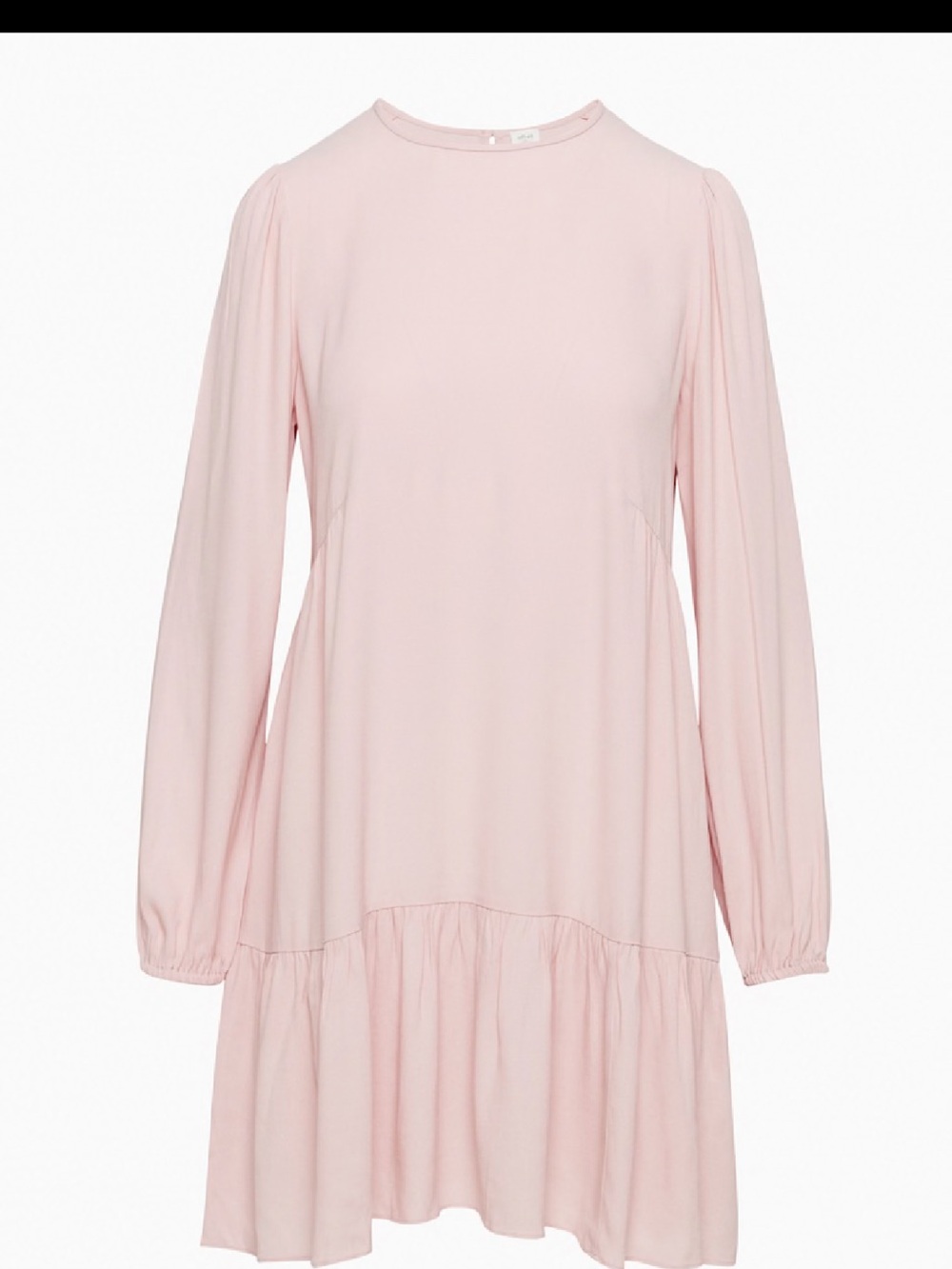 Aritzia Light Pink Long Sleeve Tiered Mini Dress